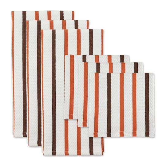 Spice Stripes Heavyweight Dishtowel And Dishcloth (Set of 6)